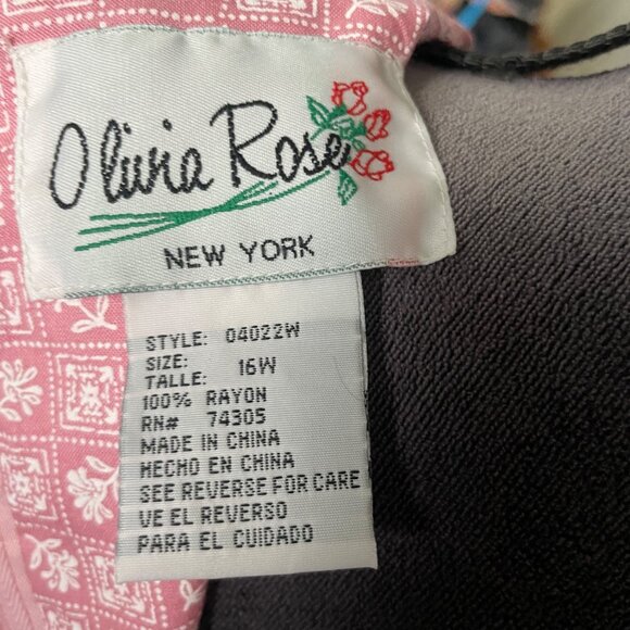 Vintage Olivia Rose New York Pink Floral Button-Front Dress Size 16W Rayon Short - Picture 4 of 5